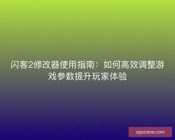 闪客2修改器使用指南：如何高效调整游戏参数提升玩家体验