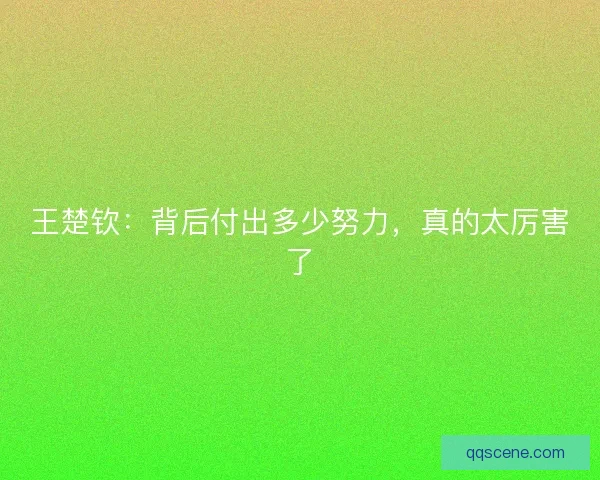 王楚钦：背后付出多少努力，真的太厉害了